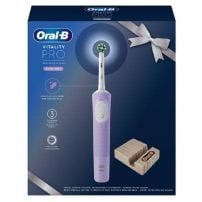 Oral B Power Vitality Pro električna četkica za zube poklon set i postolje za telefon od bambusa
